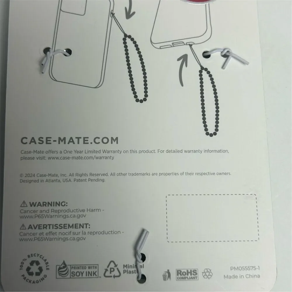 Case-Mate Black Beaded‎ Phone Charm with Metal Accents Universal Fit